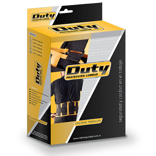 Imagen Faja Lumbar DUTY Premium 6 Ballenas Vivos Amarillos y Antides 100% Elastizada c/Estuche