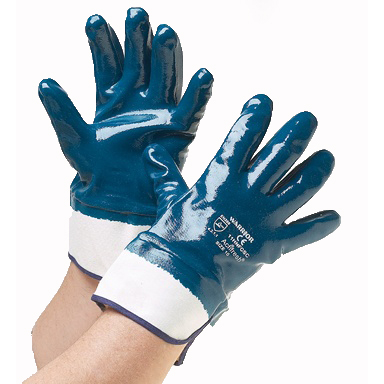 Imagen Par Guante Nitrilo Azul Puño de Lona IRAM