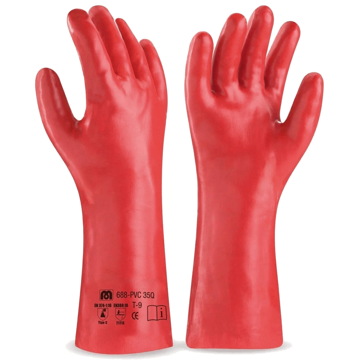 Imagen Par Guante PVC Rojo Semipesado 30 cm