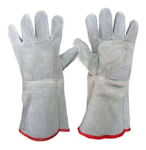 Imagen Par Guante Descarne Gris Engrasado Combinado con Jean con Refuerzo Puño Largo