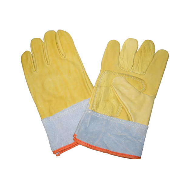 Imagen Par Guante Descarne Amarillo Premium con Refuerzo Puño corto IRAM