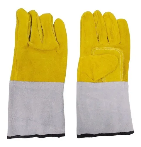 Imagen Par Guante Descarne Amarillo Premium con Refuerzo Puño Largo IRAM