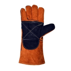 Imagen Par Guante Descarne Soldador Amarillo Forrado Nacional Costura Kevlar IRAM