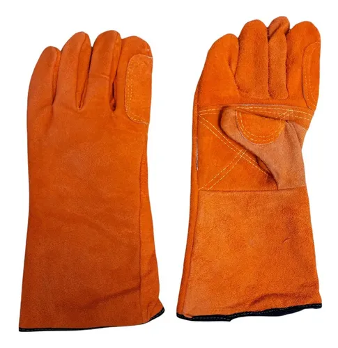 Imagen Par Guante Descarne Soldador Naranja Premium con Refuerzo y Costura Protegida Kevlar IRAM