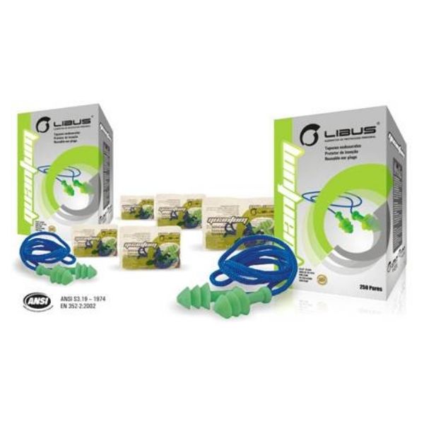 Imagen Protector Auditivo Endoaural Libus Quantum Trialeteado c/Cordel NRR 22 db IRAM
